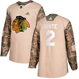 Youth Adidas Chicago Blackhawks Bill White White Camo Veterans Day Practice Jersey - Authentic