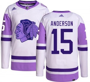 Men's Adidas Chicago Blackhawks Joey Anderson Hockey Fights Cancer Jersey - Authentic