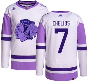Men's Adidas Chicago Blackhawks Chris Chelios Hockey Fights Cancer Jersey - Authentic