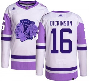Men's Adidas Chicago Blackhawks Jason Dickinson Hockey Fights Cancer Jersey - Authentic