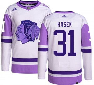 Men's Adidas Chicago Blackhawks Dominik Hasek Hockey Fights Cancer Jersey - Authentic