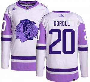 Men's Adidas Chicago Blackhawks Cliff Koroll Hockey Fights Cancer Jersey - Authentic