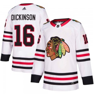 Men's Adidas Chicago Blackhawks Jason Dickinson White Away Jersey - Authentic
