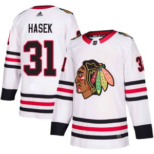 Men's Adidas Chicago Blackhawks Dominik Hasek White Away Jersey - Authentic