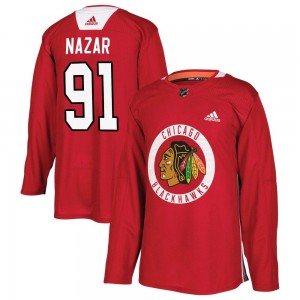 Youth Adidas Chicago Blackhawks Frank Nazar Red Home Practice Jersey - Authentic