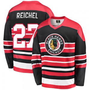 Men's Fanatics Branded Chicago Blackhawks Lukas Reichel Red/Black Breakaway Heritage Jersey - Premier