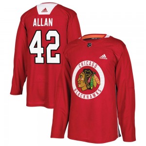 Men's Adidas Chicago Blackhawks Nolan Allan Red Home Practice Jersey - Authentic