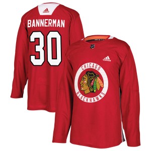 Men's Adidas Chicago Blackhawks Murray Bannerman Red Home Practice Jersey - Authentic