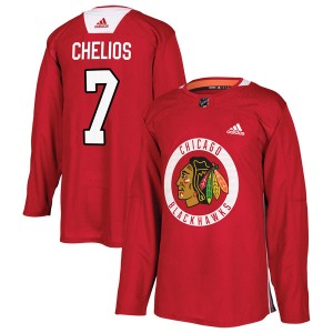 Men's Adidas Chicago Blackhawks Chris Chelios Red Home Practice Jersey - Authentic