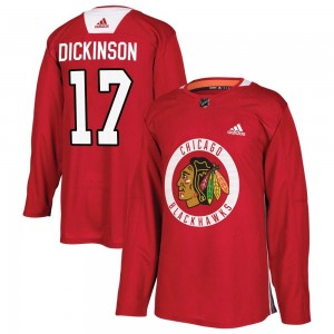 Men's Adidas Chicago Blackhawks Jason Dickinson Red Home Practice Jersey - Authentic