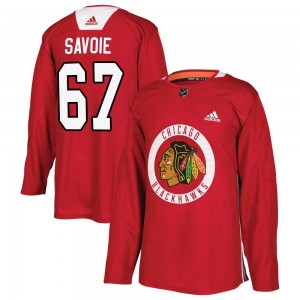 Men's Adidas Chicago Blackhawks Samuel Savoie Red Home Practice Jersey - Authentic