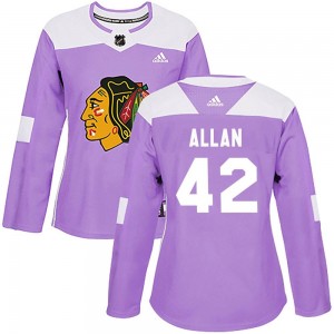 Women's Adidas Chicago Blackhawks Nolan Allan Purple Fights Cancer Practice Jersey - Authentic