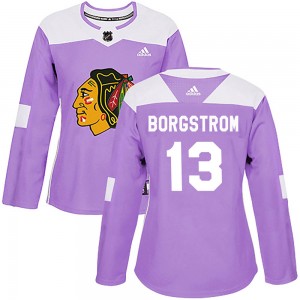 Women's Adidas Chicago Blackhawks Henrik Borgstrom Purple Fights Cancer Practice Jersey - Authentic