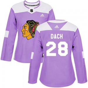 Women's Adidas Chicago Blackhawks Colton Dach Purple Fights Cancer Practice Jersey - Authentic