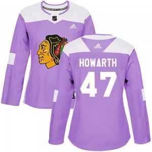 Women's Adidas Chicago Blackhawks Kale Howarth Purple Fights Cancer Practice Jersey - Authentic