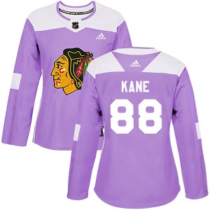 Women's Adidas Chicago Blackhawks Patrick Kane Purple Fights Cancer Practice Jersey - Authentic