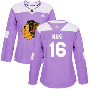 Women's Adidas Chicago Blackhawks Chico Maki Purple Fights Cancer Practice Jersey - Authentic