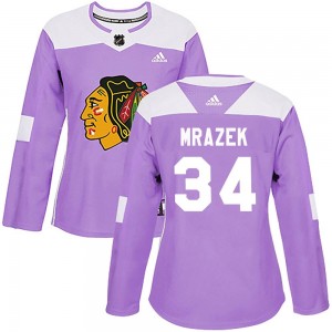 Women's Adidas Chicago Blackhawks Petr Mrazek Purple Fights Cancer Practice Jersey - Authentic