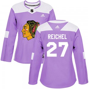 Women's Adidas Chicago Blackhawks Lukas Reichel Purple Fights Cancer Practice Jersey - Authentic