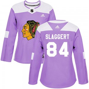 Women's Adidas Chicago Blackhawks Landon Slaggert Purple Fights Cancer Practice Jersey - Authentic