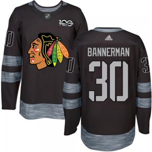 Youth Chicago Blackhawks Murray Bannerman Black 1917-2017 100th Anniversary Jersey - Authentic