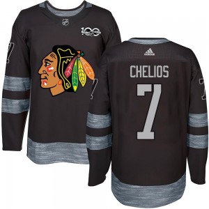 Youth Chicago Blackhawks Chris Chelios Black 1917-2017 100th Anniversary Jersey - Authentic
