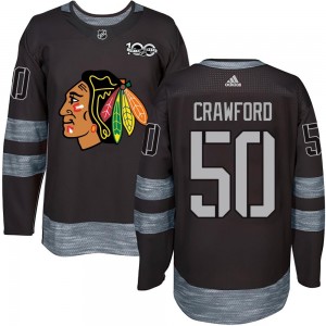 Youth Chicago Blackhawks Corey Crawford Black 1917-2017 100th Anniversary Jersey - Authentic