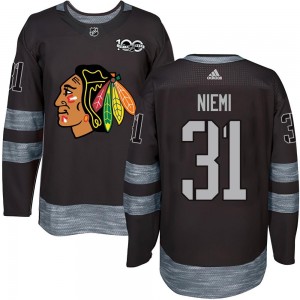 Youth Chicago Blackhawks Antti Niemi Black 1917-2017 100th Anniversary Jersey - Authentic