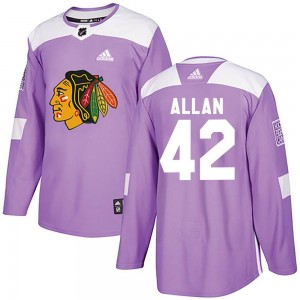 Men's Adidas Chicago Blackhawks Nolan Allan Purple Fights Cancer Practice Jersey - Authentic