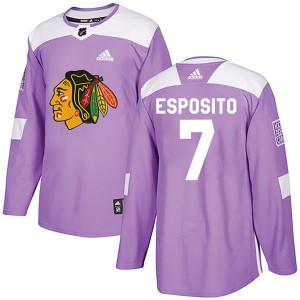 Men's Adidas Chicago Blackhawks Phil Esposito Purple Fights Cancer Practice Jersey - Authentic