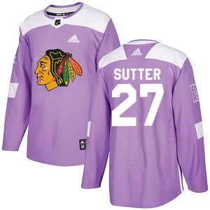 Men's Adidas Chicago Blackhawks Darryl Sutter Purple Fights Cancer Practice Jersey - Authentic