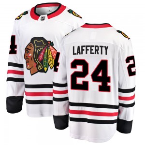 Youth Fanatics Branded Chicago Blackhawks Sam Lafferty White Away Jersey - Breakaway