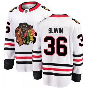 Youth Fanatics Branded Chicago Blackhawks Josiah Slavin White Away Jersey - Breakaway