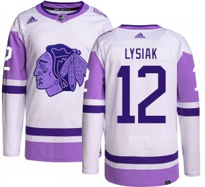 Youth Adidas Chicago Blackhawks Tom Lysiak Hockey Fights Cancer Jersey - Authentic
