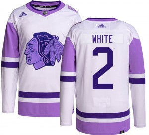Youth Adidas Chicago Blackhawks Bill White White Hockey Fights Cancer Jersey - Authentic