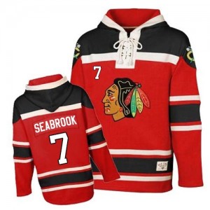 Youth Chicago Blackhawks Brent Seabrook Red Old Time Hockey Sawyer Hooded Sweatshirt - Authentic