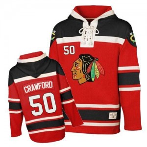 Youth Chicago Blackhawks Corey Crawford Red Old Time Hockey Sawyer Hooded Sweatshirt - Authentic