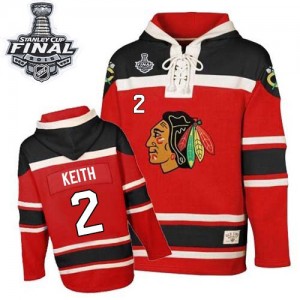 Youth Chicago Blackhawks Duncan Keith Red Old Time Hockey Sawyer Hooded Sweatshirt 2015 Stanley Cup Patch - Authentic