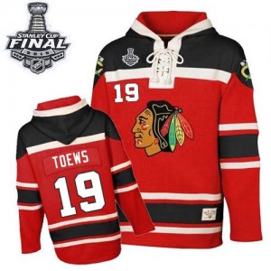 Youth Chicago Blackhawks Jonathan Toews Red Old Time Hockey Sawyer Hooded Sweatshirt 2015 Stanley Cup Patch - Authentic