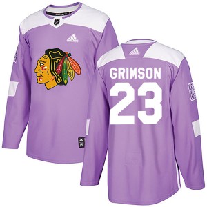 Youth Adidas Chicago Blackhawks Stu Grimson Purple Fights Cancer Practice Jersey - Authentic