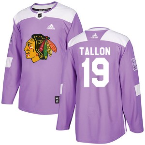 Youth Adidas Chicago Blackhawks Dale Tallon Purple Fights Cancer Practice Jersey - Authentic