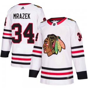 Youth Adidas Chicago Blackhawks Petr Mrazek White Away Jersey - Authentic