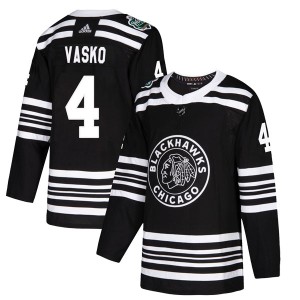 Men's Adidas Chicago Blackhawks Elmer Vasko Black 2019 Winter Classic Jersey - Authentic