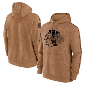 Youth Chicago Blackhawks Brown 2023 Salute to Service Club Pullover Hoodie -