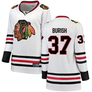 Women's Fanatics Branded Chicago Blackhawks Adam Burish White Away Jersey - Breakaway