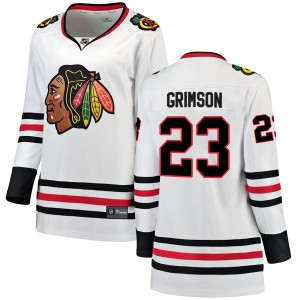Women's Fanatics Branded Chicago Blackhawks Stu Grimson White Away Jersey - Breakaway