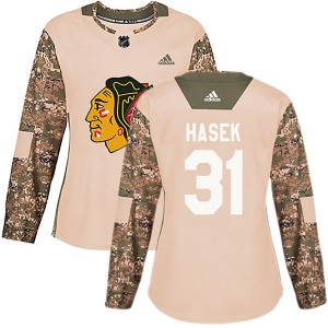Women's Adidas Chicago Blackhawks Dominik Hasek Camo Veterans Day Practice Jersey - Authentic