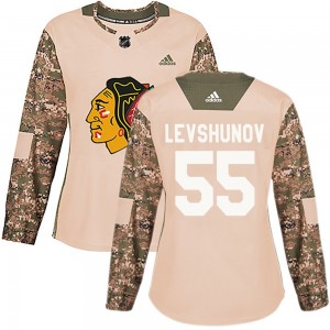 Women's Chicago Blackhawks Artyom Levshunov Camo adidas Veterans Day Practice Jersey - Authentic