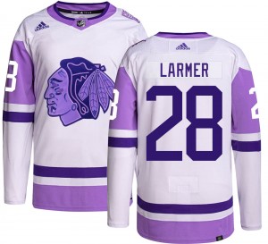 Men's Adidas Chicago Blackhawks Steve Larmer Hockey Fights Cancer Jersey - Authentic