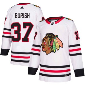 Men's Adidas Chicago Blackhawks Adam Burish White Away Jersey - Authentic